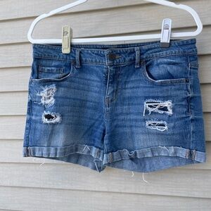 Aeropostale Low-Rise Denim Midi Shorts